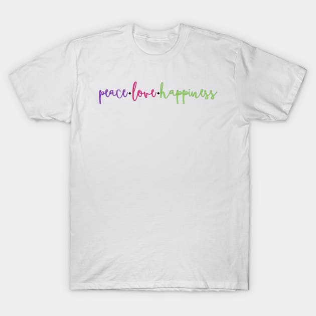 peace love happiness T-Shirt by wahmsha